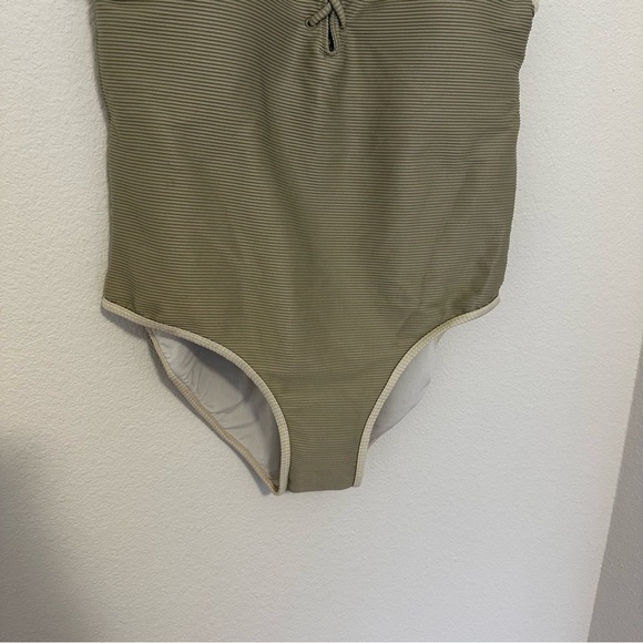 Rylee + Cru Lace Up Front One Piece Swimsuit Ribbed Sage Green Size XL Women’s - Picture 7 of 12